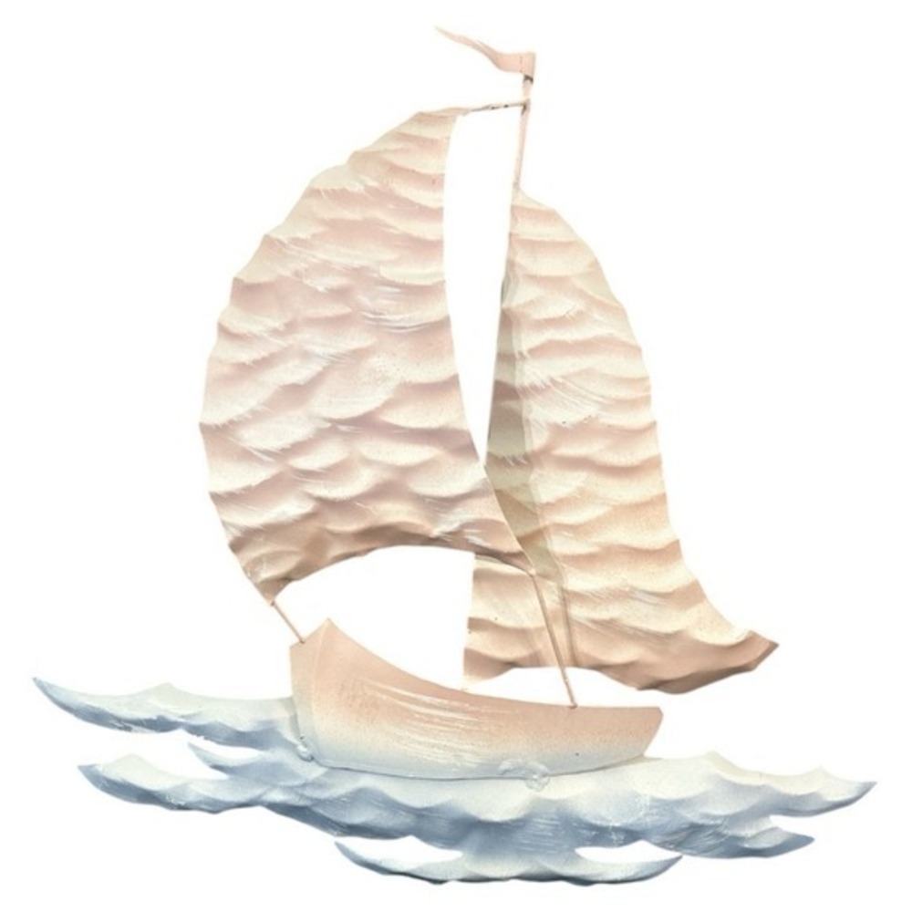 Metal Sailboat Wall Art Coastal Nautical Beach Decor 18x18 Hanging